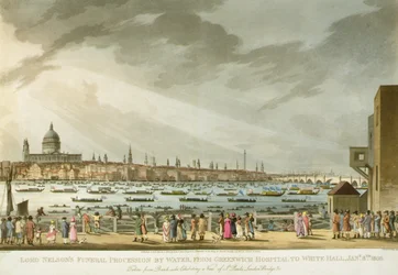 Procesión fúnebre de Lord Nelson por agua desde Greenwich hasta Whitehall de 
